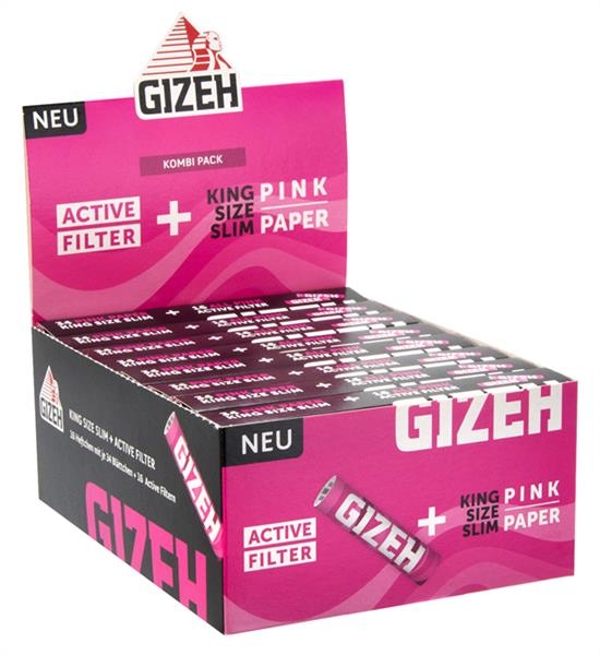 Gizeh PINK King Size Slim Papers + Aktivkohlefilter